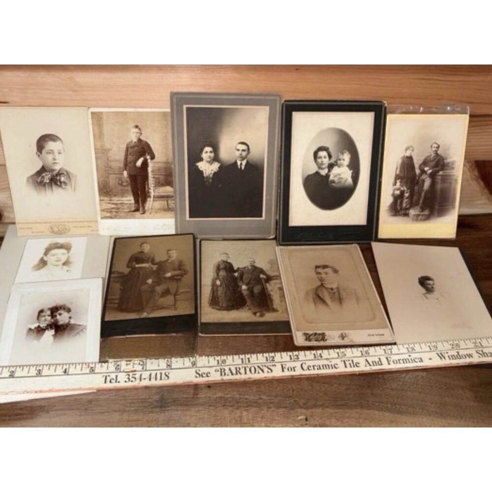 Lot of 11 Antique Cabinet Cards Portrait Photographs 19th Century Mixed Lot